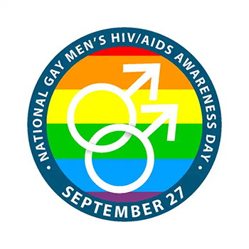 September 27 is National Gay Men’s HIV/AIDS Awareness Day. Gay Men’s HIV/AIDS Awareness Day logo.